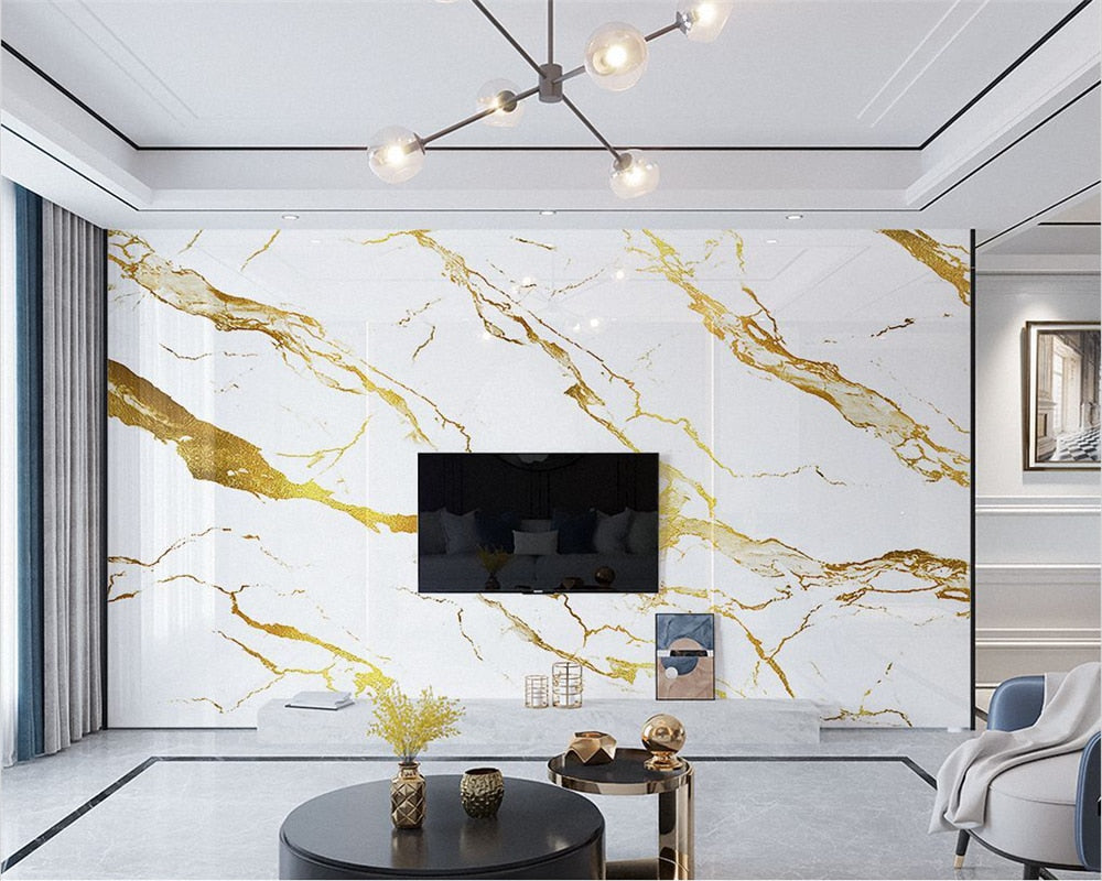3D Wallpaper Golden Marble
